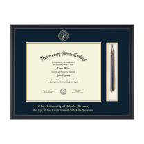 Framerly - URI Life Sciences Tassel Diploma Frame with Navy and Gold Mat