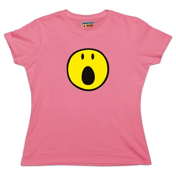 graphics and more smiley omg surprised shocked yellow face women s novelty t shirt walmart com walmart com walmart