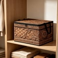 thumbnail image 2 of huayou Vintage Pattern Storage Bin, 16.8x11.8x11.8 Inch Collapsible Fabric Storage Box with Handles, Decorative Organizer for Home and Camping, 2 of 6
