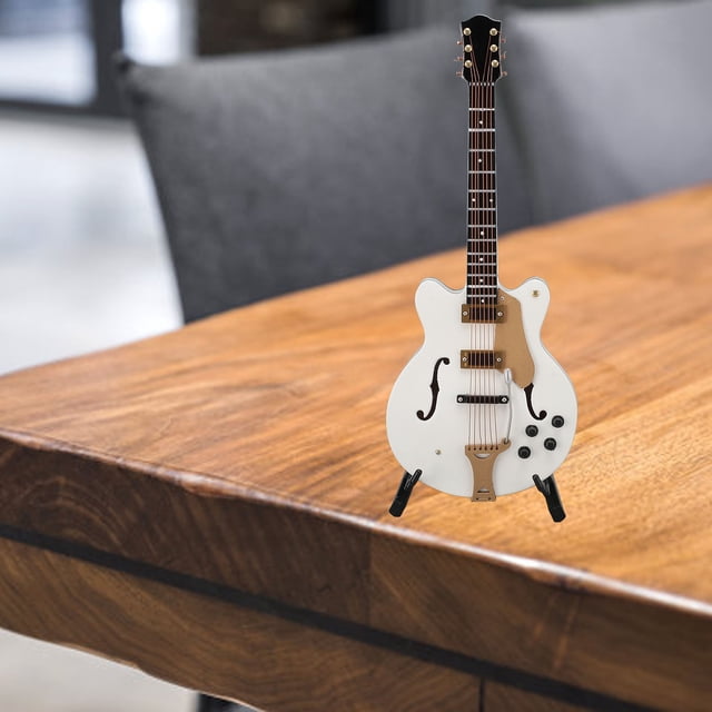 Figura de Guitarra en Miniatura de Madera, Modelo de Instrumento Mini Musical Sólido, Versátiles, Hojas.