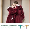 thumbnail image 5 of (3 pack) Cozy Comfort Wearable Blanket Hoodie, Long Sherpa Hoodie Blanket with Giant Pocket, Warm&cozy, Standard, Burgundy, 5 of 8