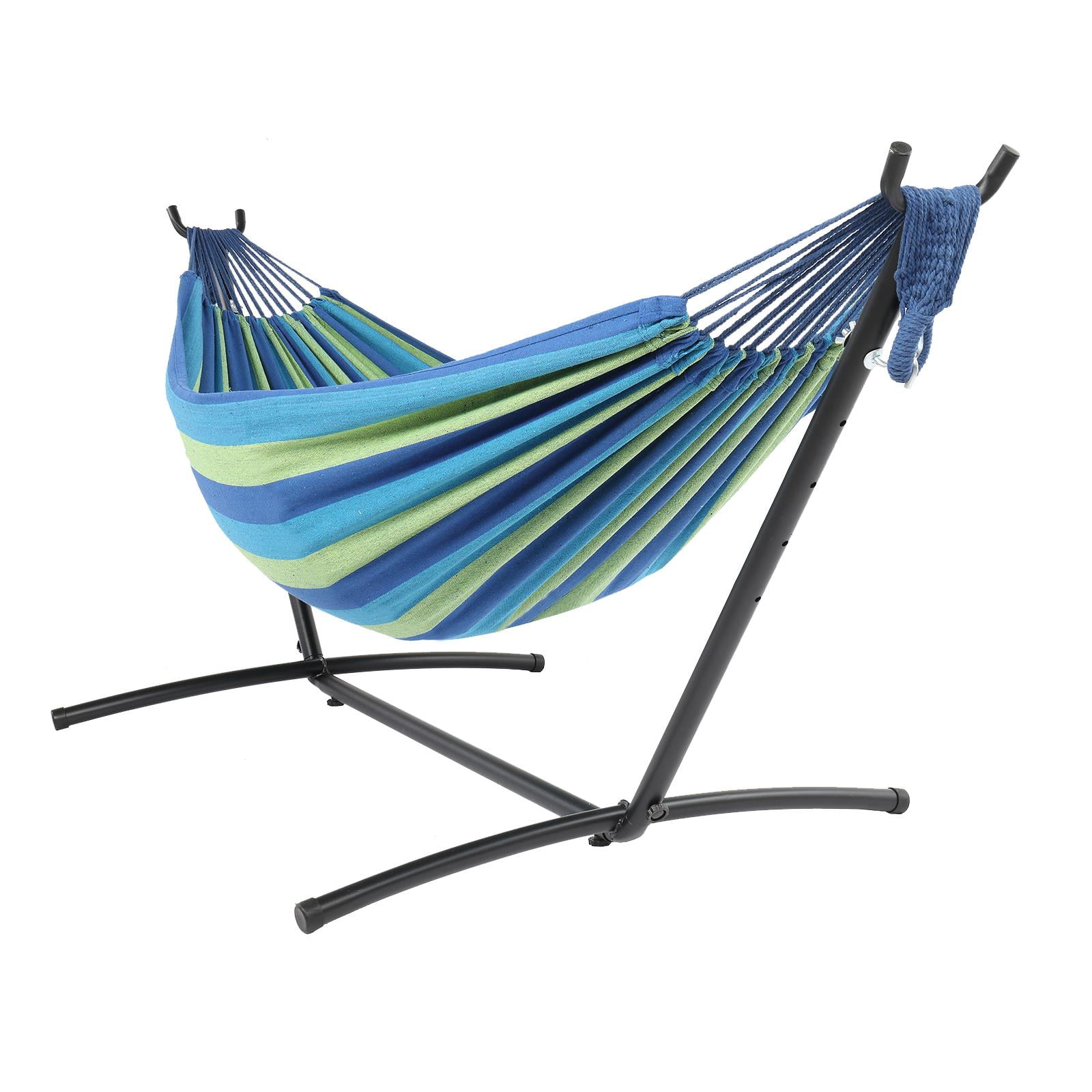 JUNELILY 9' Double Hammock with Steel Hammock Stand for Indoors and Outdoors
