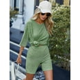 thumbnail image 4 of Ekouaer Pajamas Set 2 Piece Lounge Sets Ribbed Knit Matching Outfits T-shirt Biker Shorts Sleepwear Loungewear Sweatsuits, 4 of 7