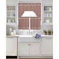 thumbnail image 3 of Western Texas Star Retro Swag Kitchen Curtains Sets for Windows 24 Inch Length, Country Vintage Red Beige Plaid Short Window Curtain Panels Swags Valances and Tiers 3 Piece Set for Cafe/Dining Room, 3 of 5