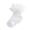thumbnail image 4 of Esho Baby Girls Anti Slip Frilly Lace Socks, Toddler Girl Cotton Knee High Long Socks, 0-5T, 4 of 6