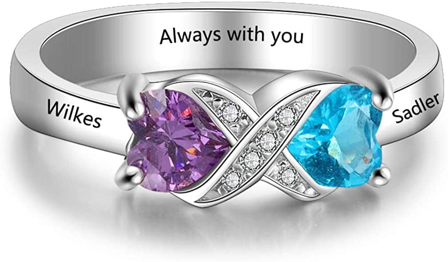LORA Jewelry Personalize Gift Promise Ring with Custom Birthstone