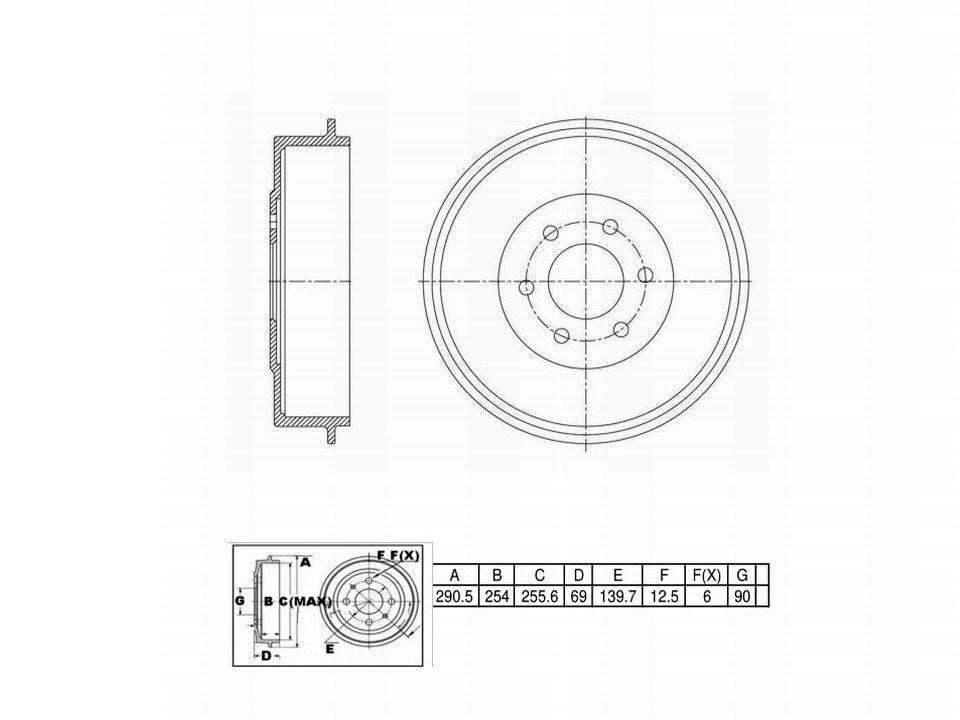Winstop Brake Drum, Rear WS235828, Nissan 720 1985-1982