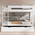 thumbnail image 2 of Euroco Wood Twin over Twin Bunk Bed with Storage Shelves and Trundle, White, 2 of 9