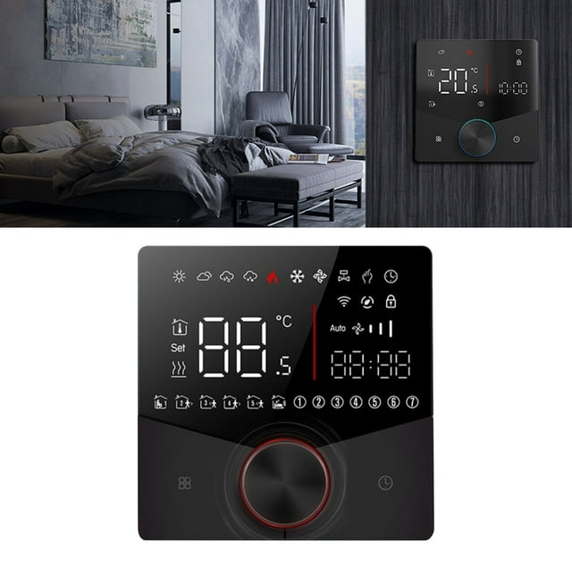 Electric Heat Thermostat, Precise Temperature Control Smart Thermostat,Color Display Digital Underfloor Heating Thermostat with Stable Current Switching for Home Sauna