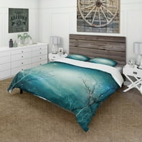 Designart 'Blue Winter Fantasy Forest' Cabin & Lodge Duvet Cover Set