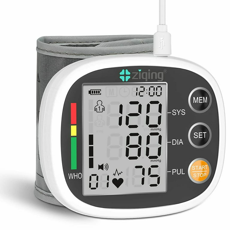 Blood Pressure Monitor Large LCD Display & Adjustable Wrist Cuff  (5.31-7.68) Automatic Accurate 99 * 2 Reading Memory for Home Use