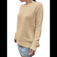thumbnail image 3 of Suéteres de Cuello Redondo para Mujer, de Punto , Suaves, Informales, Modernos, Clásicos, de Larga, para Otoño. Caqui XL, 3 of 8