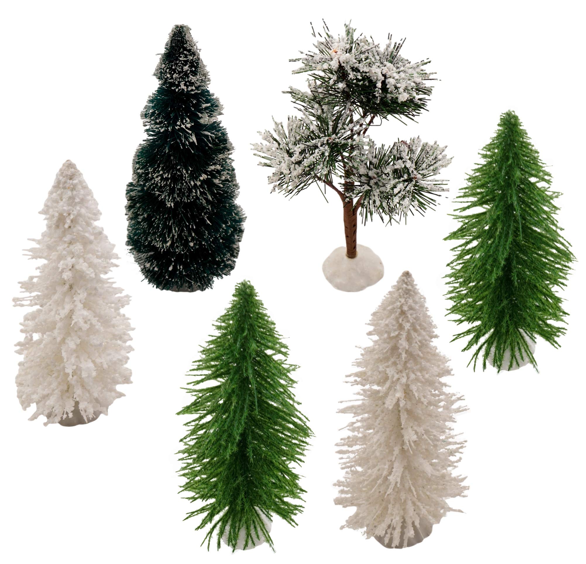 Miniature Artificial Christmas Tree Bundle (6 Pack, Random Assortment, 6 to 6.5 in Tall) Sisal