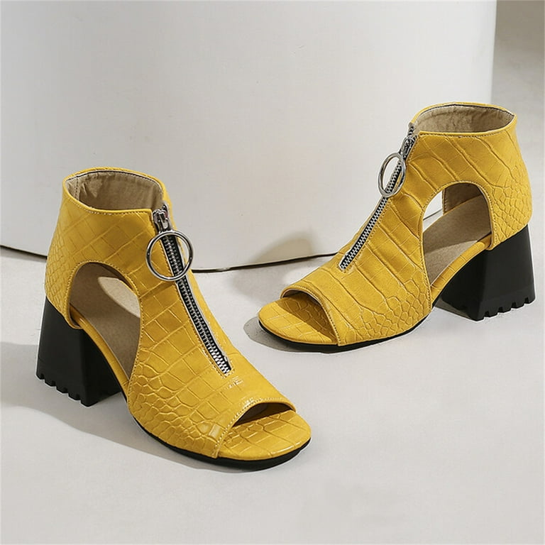Yellow wide store width sandals