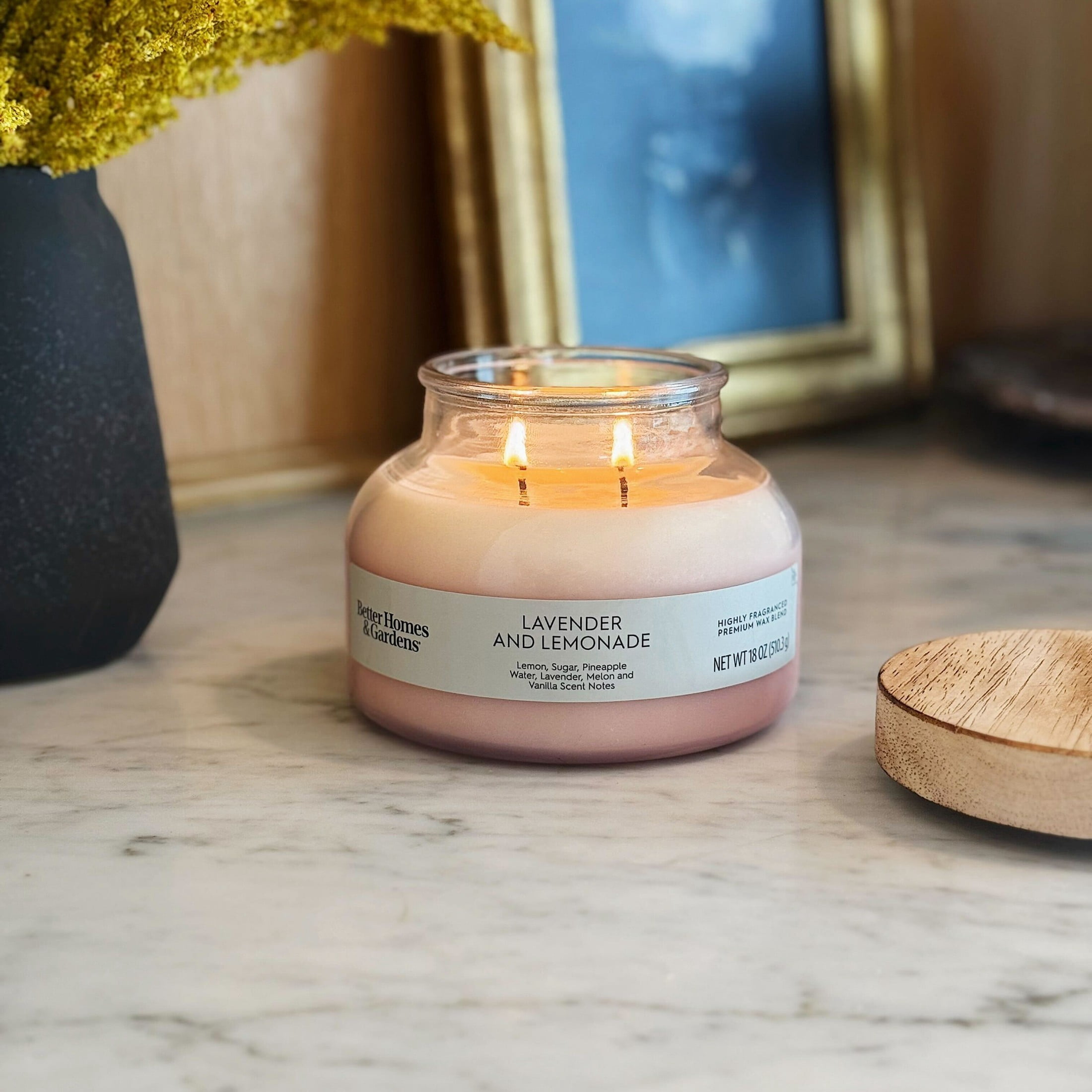Better Homes & Gardens Lavender and Lemonade Scented 2-Wick Ombre Jar Candle, 18 oz