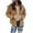 Khaki, variant on Womens Jacket Women Button Corduroy Jacket Solid Pocket Long Sleeve Hoodie Cardigan Warm Coat Shearling Jacket Blue XXXL