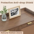 thumbnail image 2 of Erinnyees 41"H Shoe Storage Cabinet, Rattan Shoe Organizer, with 3 Adjustable Shelves for Entryway Hallway Closet, Walnut, 2 of 7
