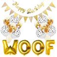 thumbnail image 2 of Dog Birthday Party Supplies, WOOF Balloon Banner, Paw Print Balloons, Happy Birthday Banner Foil Balloons (Gold), 2 of 4
