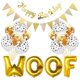 thumbnail image 2 of Dog Birthday Party Supplies, WOOF Balloon Banner, Paw Print Balloons, Happy Birthday Banner Foil Balloons (Gold), 2 of 4