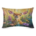 thumbnail image 2 of Fawn Among Purple Flowers 20x30" Queen Plush Pillow Case, Soft Zippered Bed Pillowcase for Bedroom, 2 of 9