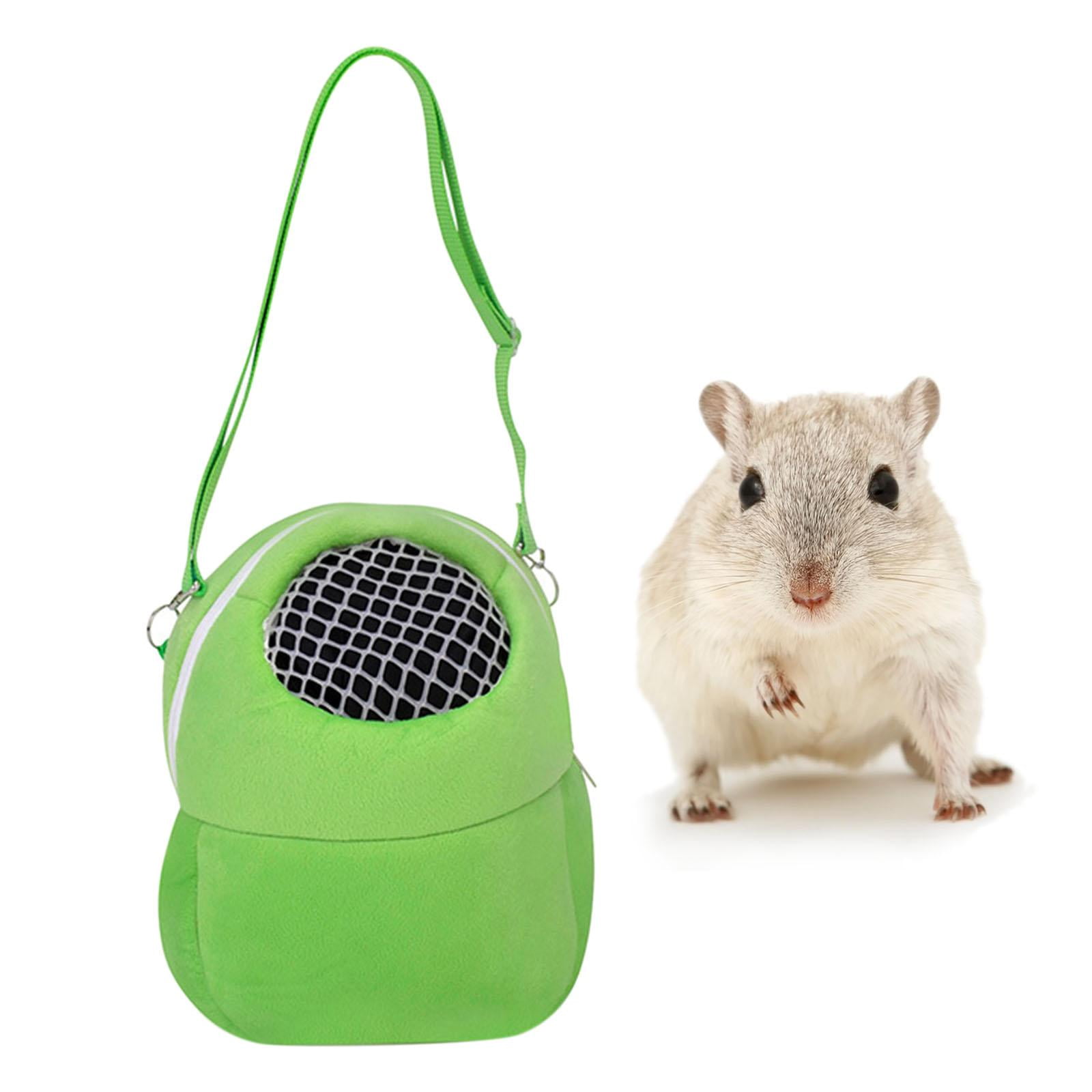 Hamsters Carrier Bag Portable Travel Breathable Outgoing Bag Bonding Pouch for Small Pet Hamsters Sugar Glider Chinchilla Guinea Squirrel Green