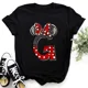 thumbnail image 3 of 2024 Marca Disney Ropa para niños Minnie Mouse Rojo Negro Letras AZ Estampado Niñas Niños Algodón Camiseta Negro Y2k Tops Camisetas para bebés, 3 of 5