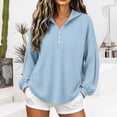 thumbnail image 2 of XuJwPNcy Sweatshirt for Women Mock Neck Casual Loose Pullover Long Sleeve Tops Plain Comfy Fall Clothes Ladies Outfit(Blue,Large), 2 of 5