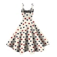 thumbnail image 4 of Valentine's Day Dress for Women Sleeveless Spaghetti A Line Strap Dresses Print Casual Scoop Neck Midi Summer Sundress Beige M, 4 of 6