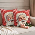 thumbnail image 2 of Red Santa Christmas Outdoor Waterproof Pillow Covers, Xmas Snowflake Vintage Art Decorative Square Throw Pillowcase Sofa Cushion Sham for Patio/Couch/Chair, 16"x16" 2 Pack, 2 of 8