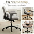thumbnail image 3 of IPKIG Ergonomic Office Chair with Wheels and Flip-Up Arms, Wide Seat Swivel Desk Chair for Home Office, Computer, Vanity in Linen Gray, 3 of 9