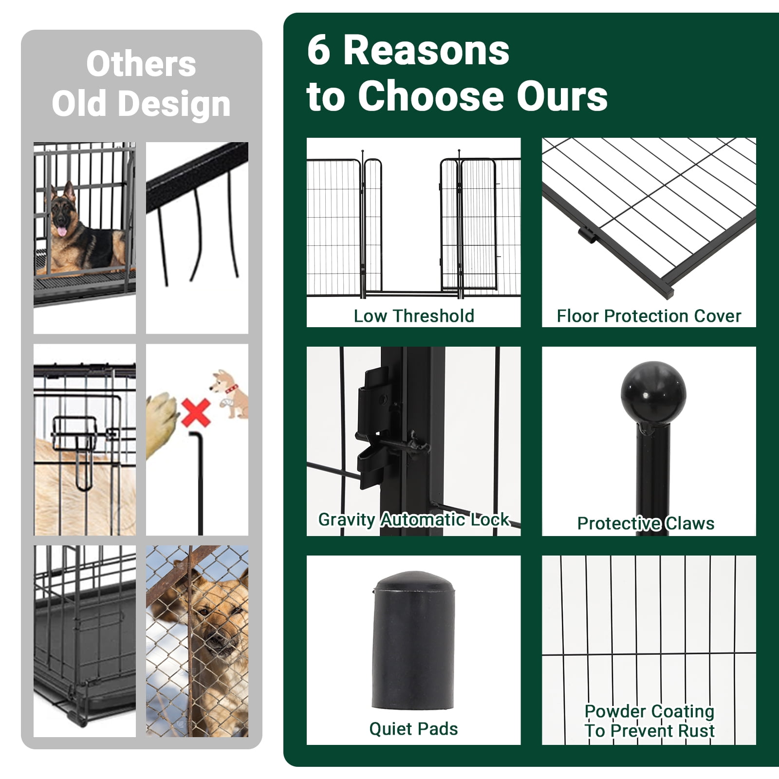 ChaoLink 48" Dog Playpen, 18 Ft Metal Pet Exercise Pen, 8 Panel Heavy Duty Dog Fence, Indoor Outdoor