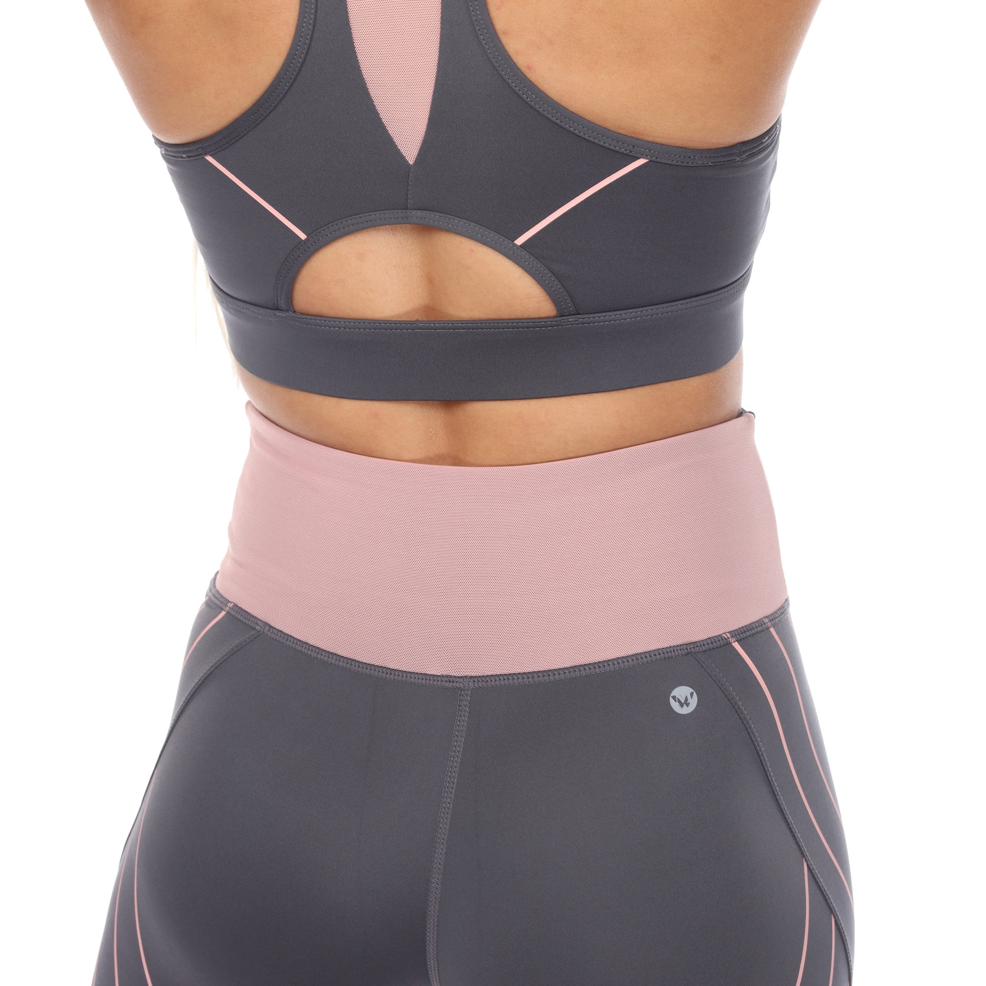 White Mark Women's Cut Out Back Mesh Sports Bra & Leggings Set