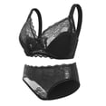 thumbnail image 1 of Lencería sexy para mujer, conjunto de lencería de encaje de 2 piezas, conjunto de sujetador y braguita con aros y canalé para San Valentín, color negro, 1 of 6