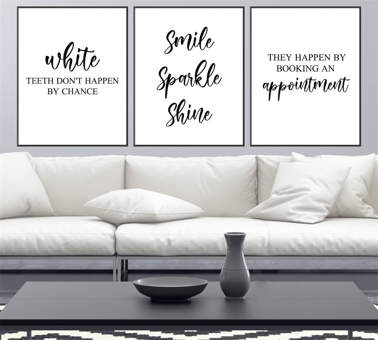 3 Pieces Teeth Whitening Art Prints Dental Quotes for Dental Office Canvas  Painting Framed Poster Modular Wall Pictures Artwork for Dental Office  Decoration with Inner Frame 