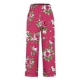 thumbnail image 5 of LEKWK Printed Linen Pants for Women Elastic Waist Casual Wide Leg Pants Lightweight Loose Fit Flowy Trousers with Pockets Beach Vacation Boho Loungewear, 5 of 5