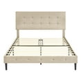 thumbnail image 4 of Open Box DeCoro Cambridge Upholstered Wooden Platform Bed Frame, King, Linen, 4 of 11
