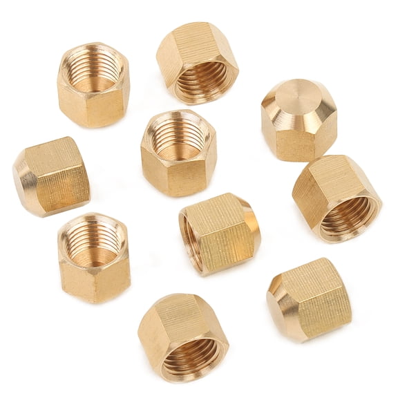 LTWFITTING Brass 1/4" OD Flare Cap, Brass Flare Tube Fitting for Automotive Systems(pack of 10)