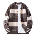 thumbnail image 2 of FRSASU Mens Cardigan Sweater Button up Stand Collar Sweater Knit Textured Striped Sweaters Coffee, 2 of 5