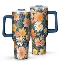 OBREWU Pioneer Flower Tumbler with Handle and Lid,Pioneer Flower 40oz Double Wall Vacuum Insulated Tumbler,Cups Gift for Women and Men