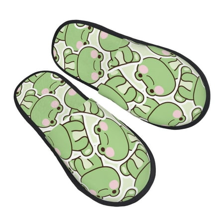 

Junzan Fuzzy Feet Slippers For Women House Shoes Non Slip Indoor/Outdoor Cute Frog Designs-Large