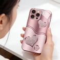 thumbnail image 2 of Curve Double Heart Hard Case for iPhone, Stylish Simple Curved Double Heart Pink Tempered Glass Full-coverage Drop-proof Phone Case for iPhone 17/16/15/14/13/12 ProMax (Pink, for iPhone 17ProMax), 2 of 7