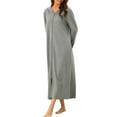 thumbnail image 2 of INSPIRE CHIC Women's Zip Up Nightgowns Long House Robe Long Sleeve Hooded Sweatshirt Loungewear with Pockets L Deep Grey-1, 2 of 6