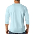 thumbnail image 4 of Hearthz Men's Baseball T-Shirts 3/4 Sleeve V Neck Button Up Henley Baseball Jersey Men Mens Casual Slim Fit T-Shirts Henley Shirts ,Light Blue M, 4 of 7