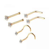 DESIGNICE 2X6Pcs Corkscrew Nose Rings Stainless Steel Nose Studs for Men Women Birthdays Gold
