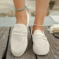 thumbnail image 2 of Xfvqtps Womens Casual Slip on Loafers Comfortable Flat Shoes Fall Breathable Round Toe Moccasins with Cushioned Insole Lightweight Walking Shoes White, 2 of 9