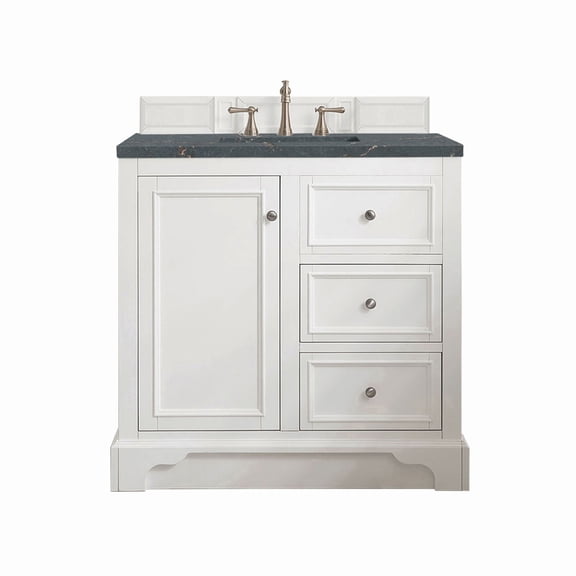 James Martin Vanities 825-V36-3Pbl De Soto 36" Single Basin Poplar Wood Vanity Set - White