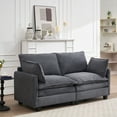 thumbnail image 3 of Modular Velvet U-Shaped Sectional Sofa - 2-Seat Deep Couch with 2 Lumbar Pillows, Plush Gray Upholstered Living Room Couch, 3 of 14