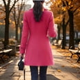 thumbnail image 4 of Mifsaly Womens Double Breasted Pea Coat Notch Lapel Long Sleeve Tailored Winter Jacket Warm Elegant Mid Length Outerwear for Office Work Travel Hot Pink,XL, 4 of 5