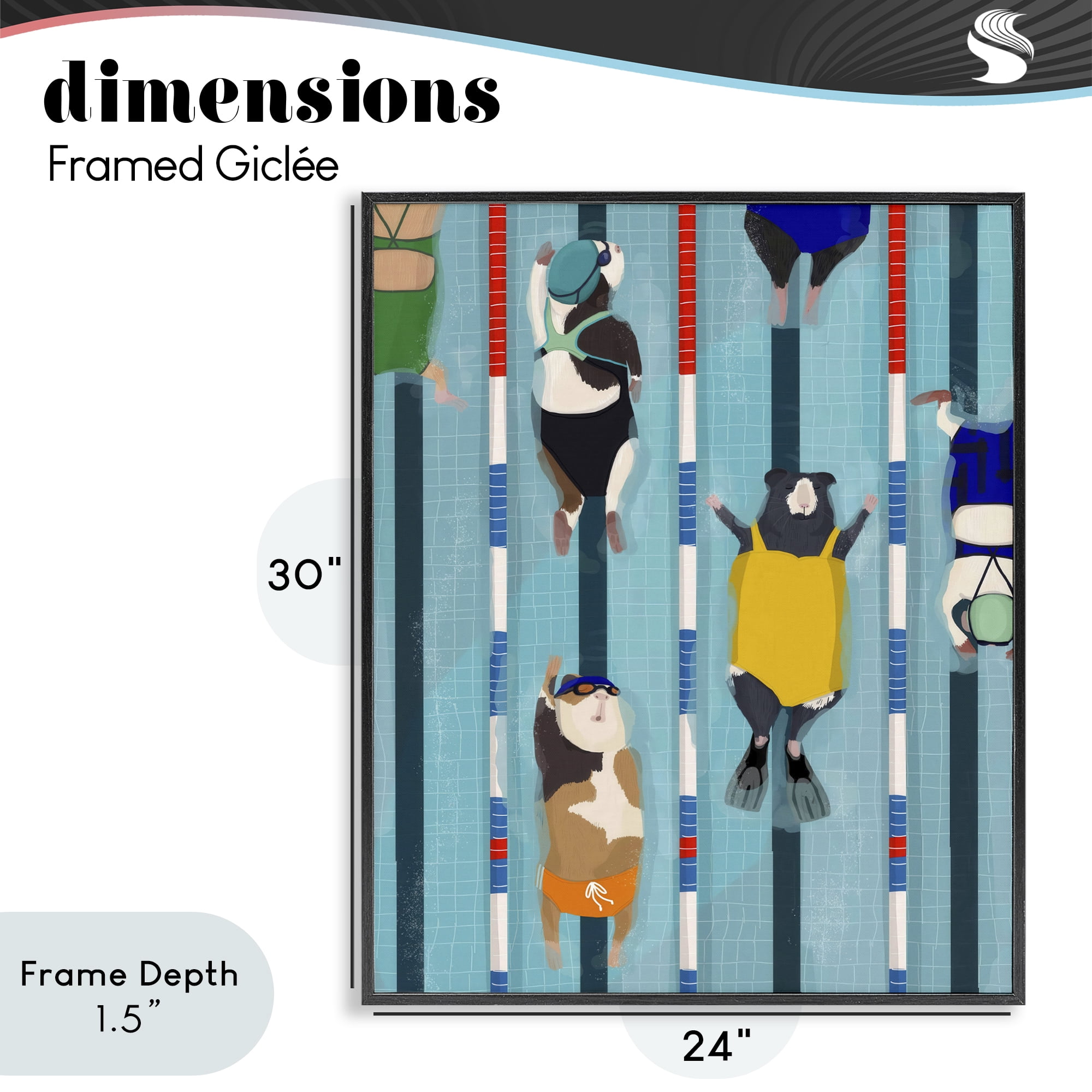 Stupell Industries Guinea Pigs at Lido Black Framed Giclee Art, design by Hanna Melin