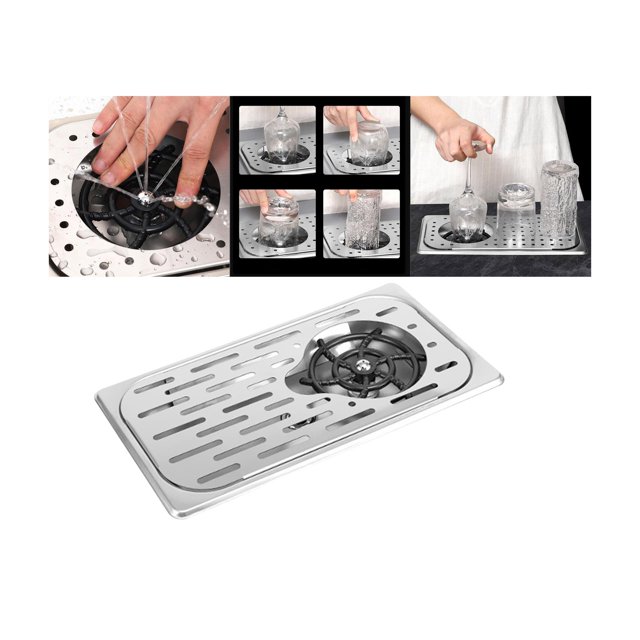 Enjuagador automático de vasos de acero inoxidable Limpiador de cristalería Enjuagador de vasos de alta presión Tazas de café Accesorio de limpieza Agujero de arco Argent M perfecl Enjuagador de limpieza